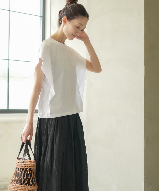SALE 20%OFF】mizuiro ind(ミズイロインド)shoulder tuck N/S P/O