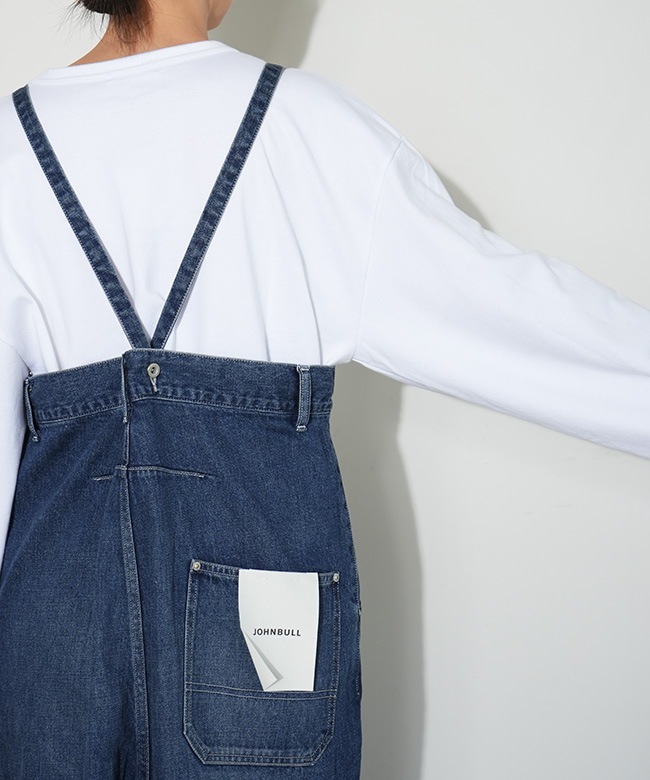Johnbull ダークデニム オーバーオール ツナギ サスペンダー付き L Johnbull（ジョンブル） オールインワン サロペット メンズ デニム