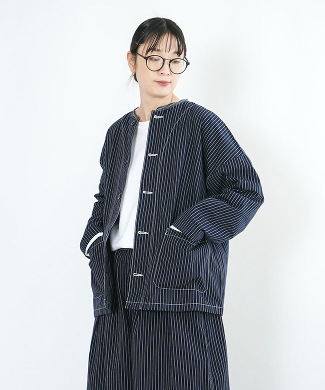 A32601]HARVESTY(ハーベスティ) ペンシルストライプアトリエジャケット
