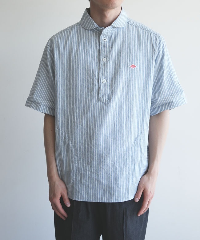 ◇DANTON(ダントン) MEN'S Linen Round Collar Short Sleeve Pullover