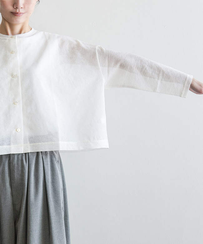 1-210060]mizuiro ind(ミズイロインド) washer voile short C/D