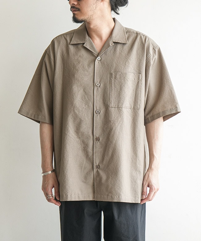 EVCON(エビコン) SEERSUCKER OPEN COLLAR SHIRT シアサッカー オープン