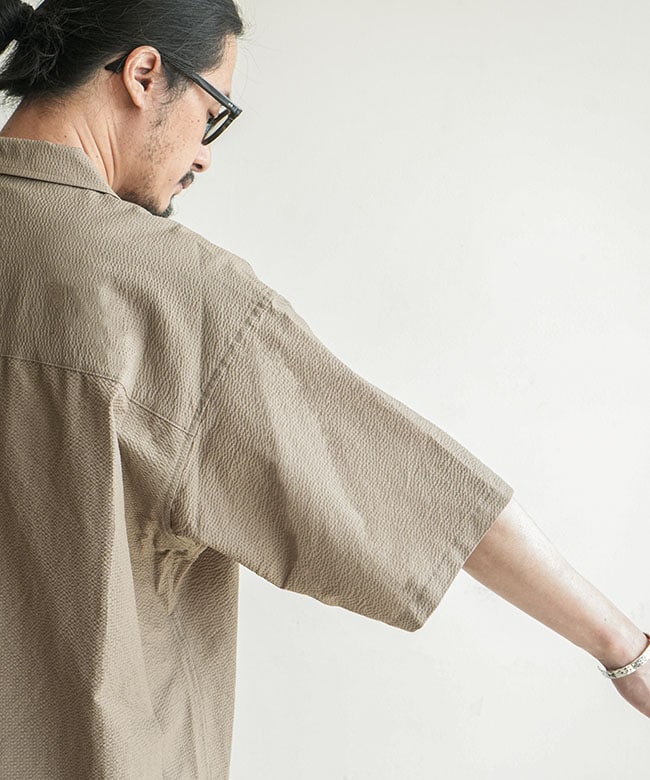 EVCON(エビコン) SEERSUCKER OPEN COLLAR SHIRT シアサッカー オープン