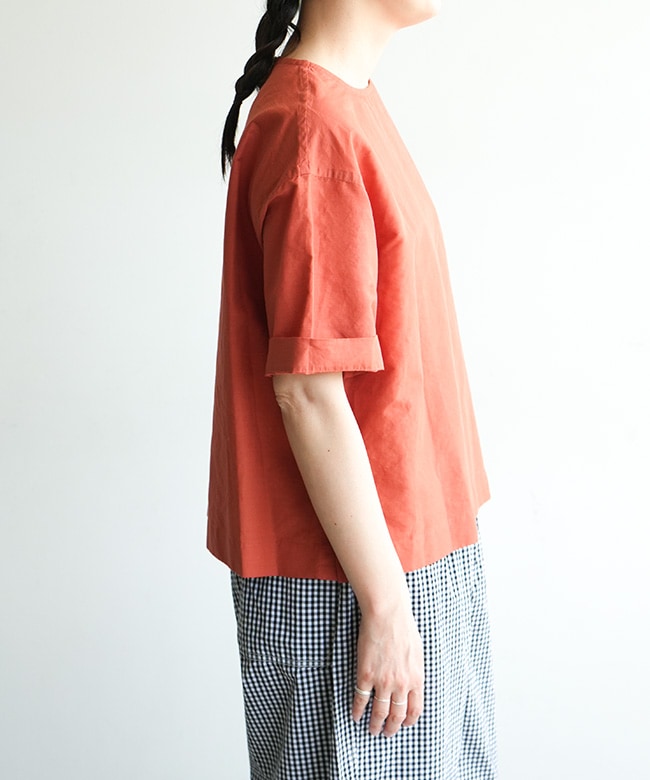 DANTON 赤 半袖シャツ ◇DANTON(ダントン) PULLOVER SHIRT プルオーバーシャツ レディース