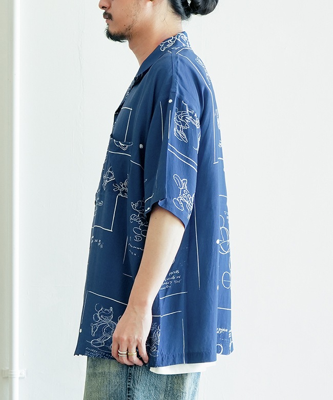 トップス Porter Classic Disney Mickey Aloha Shirt PORTER CLASSIC ポータークラシック SS25 DISNEY ALOHA SHIRT MICKEY
