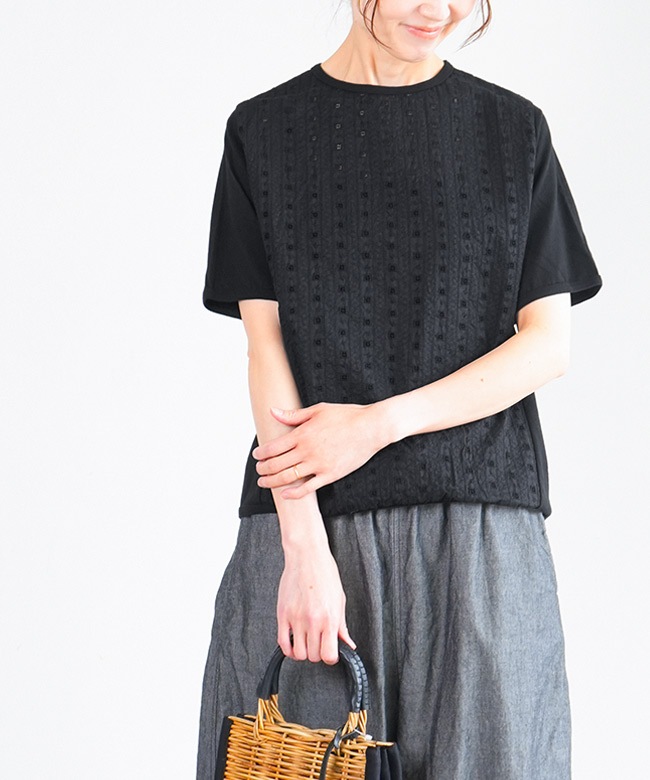 SALE 30%OFF】NATURAL LAUNDRY(ナチュラルランドリー) レース刺繍×天竺
