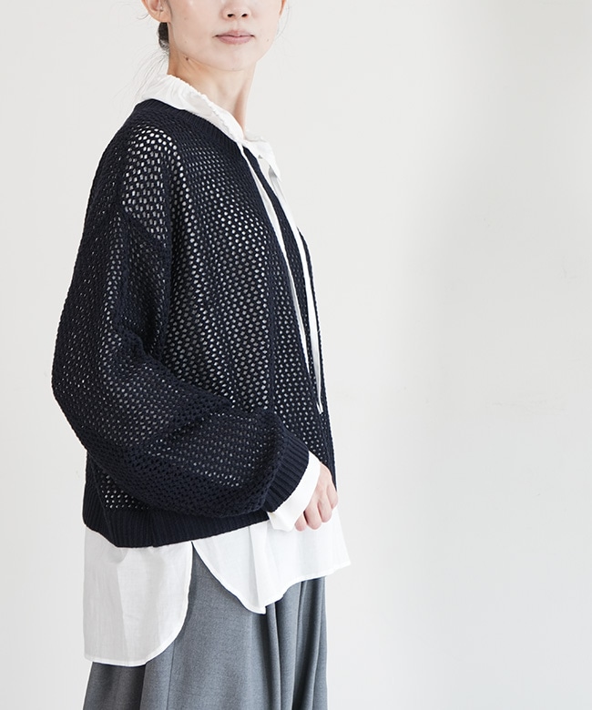 SALE 50%OFF】mizuiro ind(ミズイロインド)メッシュクルーネックプル