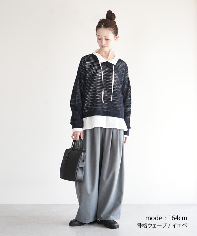 ミズイロインド ニット セーター mizuiro ind  メッシュ クルーネック プルオーバー 3-220093  クーポン対象 SALE 20%OFF】[3-220093]mizuiro ind(ミズイロインド)メッシュクルー