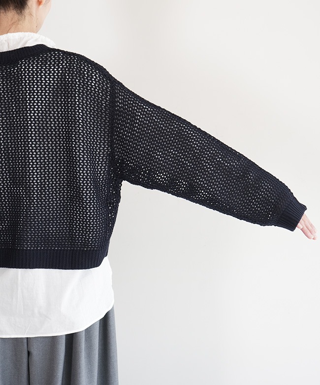 SALE 50%OFF】mizuiro ind(ミズイロインド)メッシュクルーネックプル
