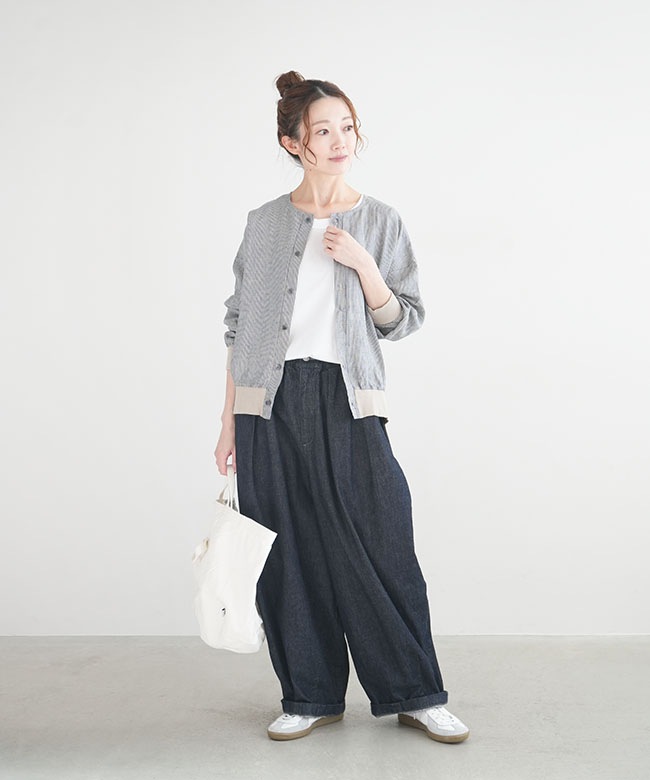 LBT-17b-A]LAITERIE(レイトリー) リユールリネンブルゾン ストライプ  