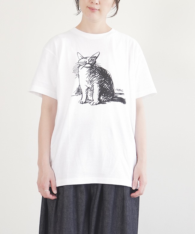 A52411]HARVESTY(ハーベスティ)PRINTED T-SH【CAT】プリントTee T