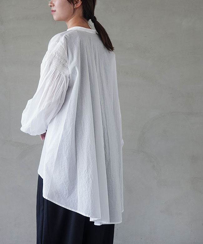 3-230083]mizuiro ind(ミズイロインド) ピンタックパフスリーブ