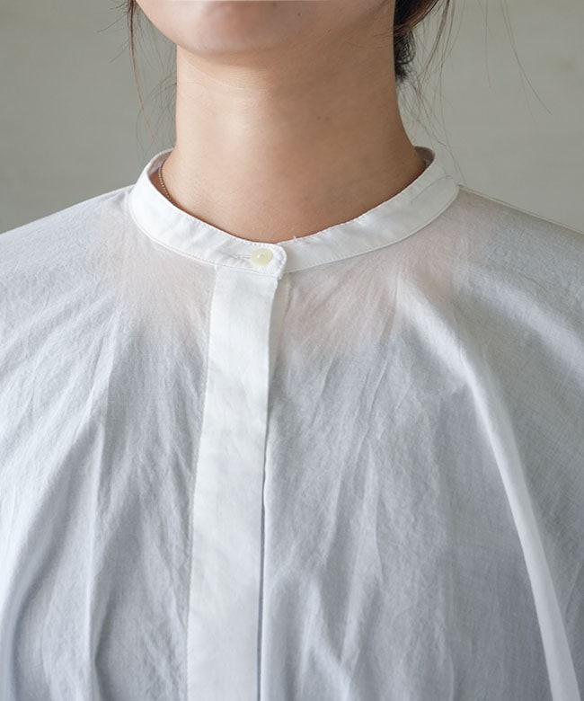 3-230083]mizuiro ind(ミズイロインド) ピンタックパフスリーブシャツ