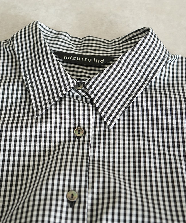 mizuiro ind(ミズイロインド)stripe half slv ballon shirt ストライプ