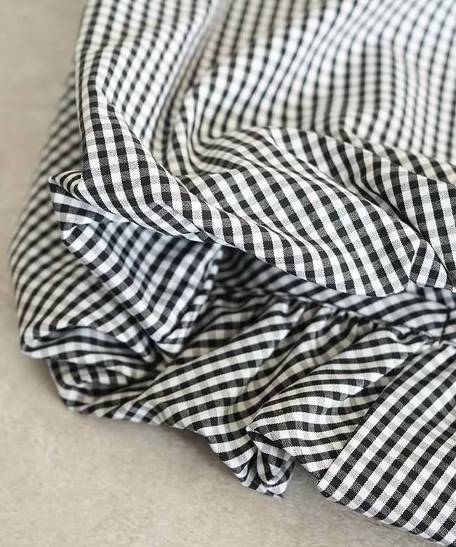 mizuiro ind ストライプハーフスリーブバルーンシャツ　ブラックチェック mizuiro ind｜ストライプ ハーフスリーブ バルーンシャツ stripe half