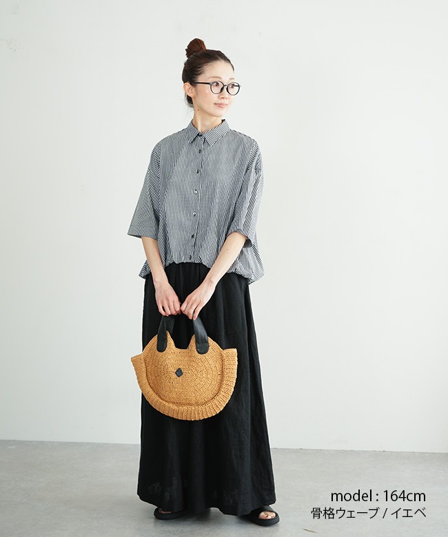 mizuiro ind(ミズイロインド)stripe half slv ballon shirt ストライプ