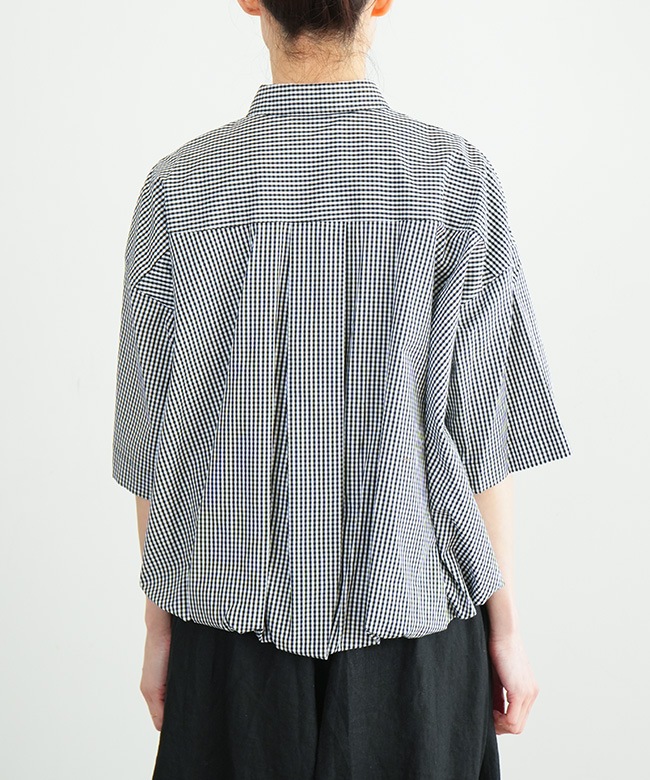 mizuiro ind(ミズイロインド)stripe half slv ballon shirt ストライプ mizuiro ind(ミズイロインド)stripe half slv ballon shirt ストライプ