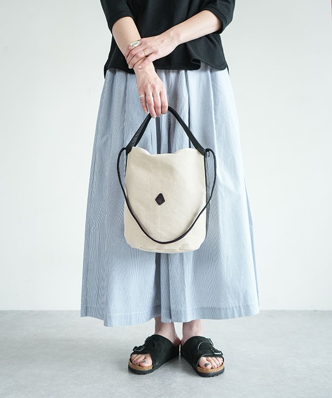 保存袋付き】CLEDRAN(クレドラン)HAND＆WORK CANVAS CYLINDER BAG 