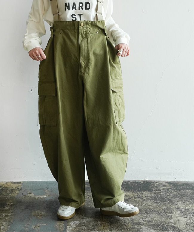 メゾンスペシャル 23AW ジップフライトパンツ サロペット JL235P09]JOHNBULL(ジョンブル) MILサロペット レディース