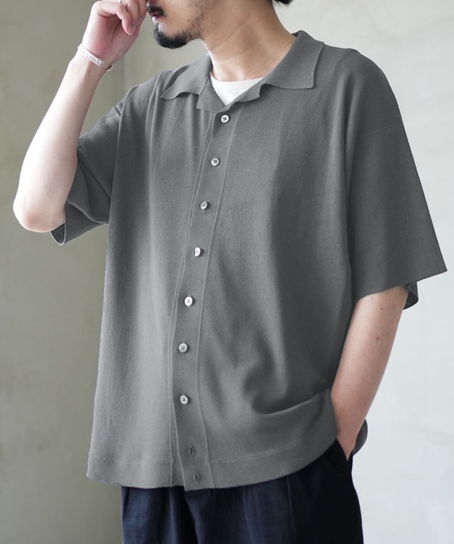 crepuscule (クレプスキュール) 別注カラー Washi Open Collar S/S