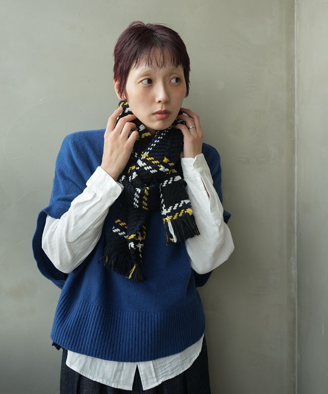 新品 ジョンブラニガン マフラー クロスマフラー ミドルゲージ アイルランド製 John branigan(ジョンブラニガン) All Fringe Scarf オールフリンジ
