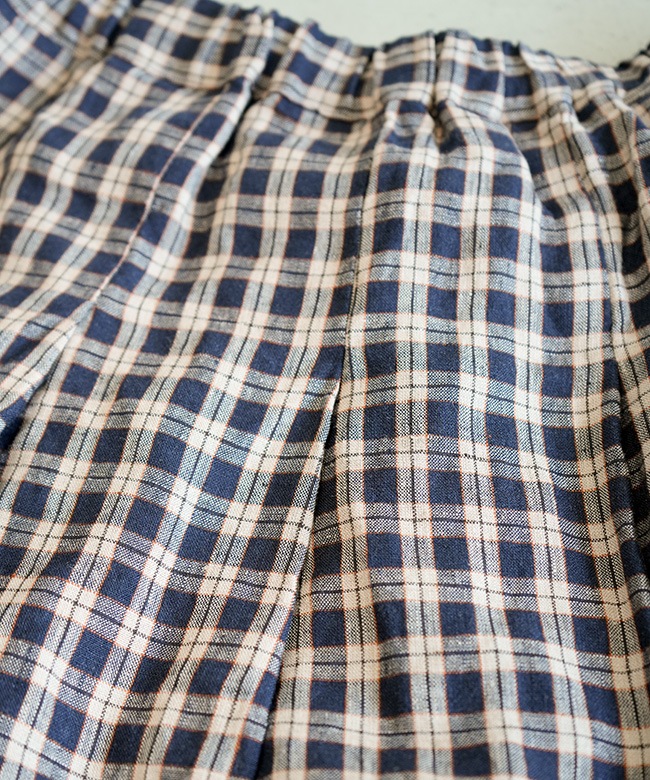 blue willows 未使用品　リネンチェックスカート blue willow｜【20%OFF】リネンチェックタックスカート
