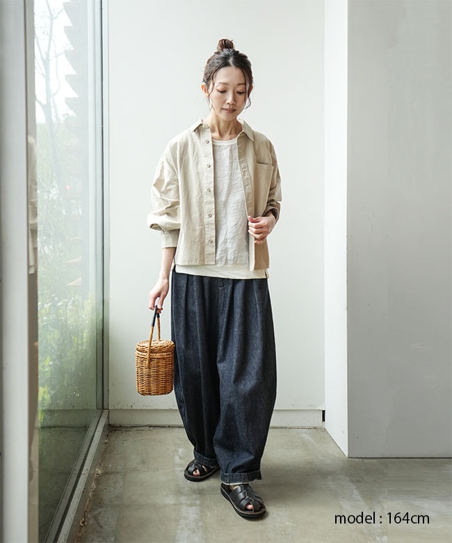 ソラモナポッシェ　馬布ドルマンシャツ　ライトアウター　ライトベージュ ◇[poche-bf-dmsh]solamonat poche(ソラモナポッシェ) 馬布