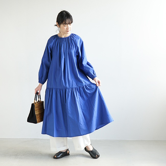 ワンワン様 別注｜14番手リネン多ボタンギャザーワンピース（08Mab）の商品詳細