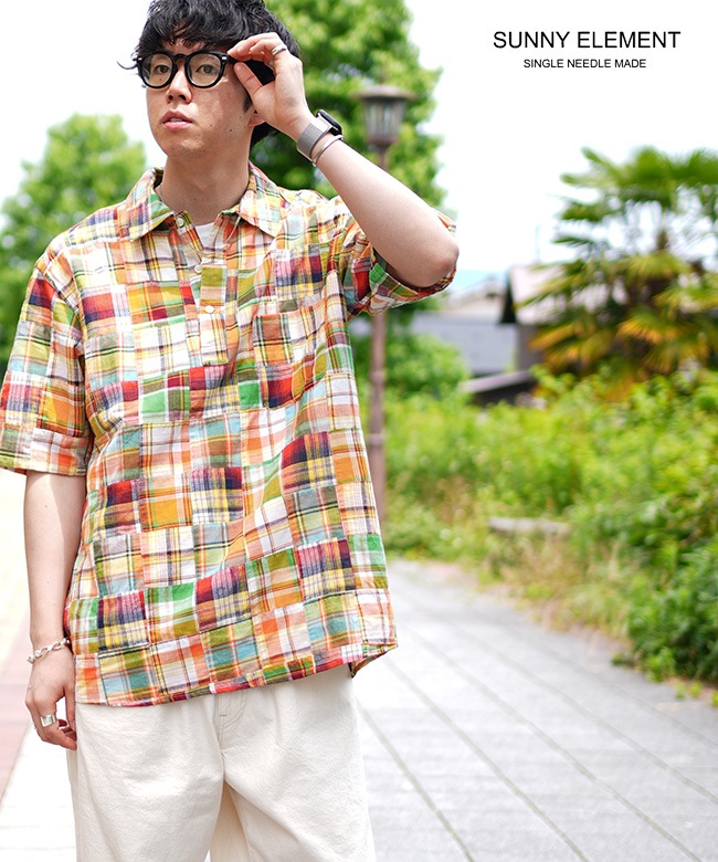 SUNNY ELEMENT サニーエレメント プルオーバーシャツ 綿シルク L SUNNY ELEMENT・サニー エレメント】COAST SHIRT 'DEADSTOCK
