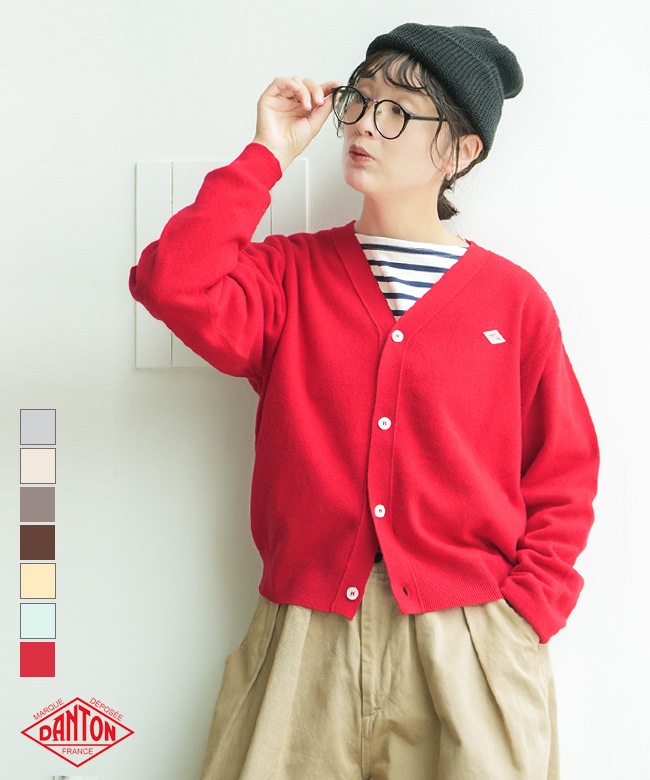 ◇DANTON(ダントン) Women's Lambswool V-Neck Knit Cardigan