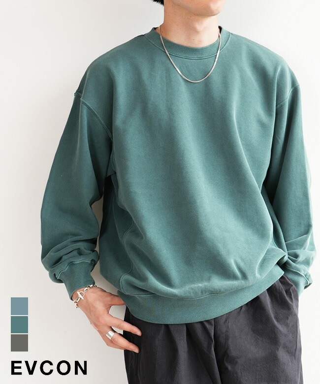 SALE 20%OFF】[253-91103]EVCON(エビコン) PIGMENT CREW NECK SWEAT
