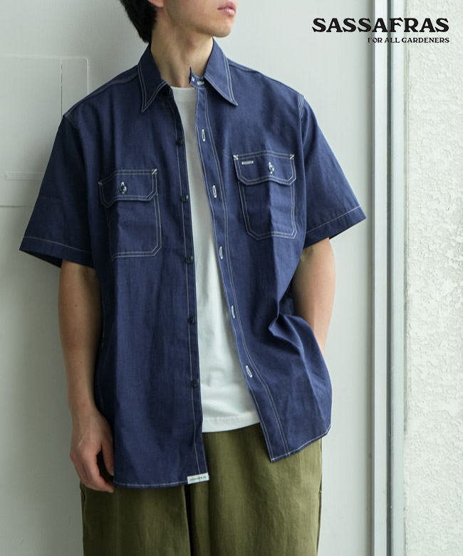 SASSAFRAS(ササフラス) Garender Shir 1/2 Indigo Chambray ガーデナー