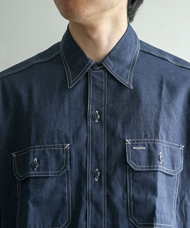 SASSAFRAS(ササフラス) Garender Shir 1/2 Indigo Chambray ガーデナー