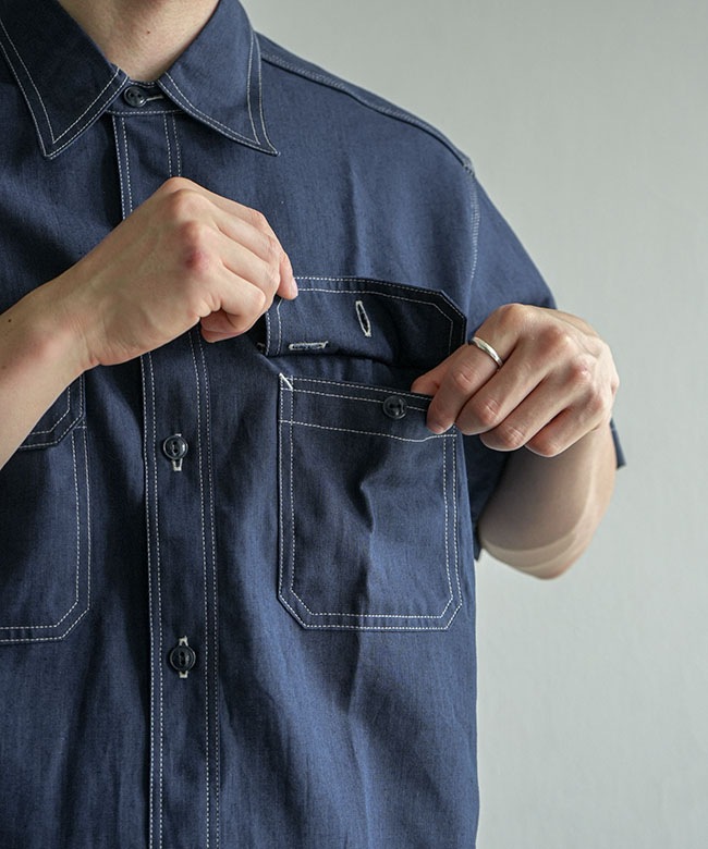 SASSAFRAS(ササフラス) Garender Shir 1/2 Indigo Chambray ガーデナー