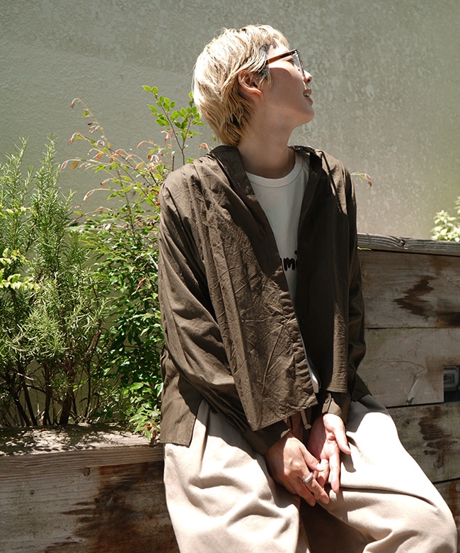 Midi Umi(ミディウミ)gathered wide shirt ギャザーワイドシャツ