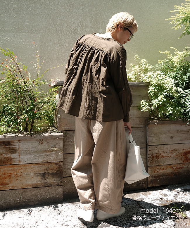 Midi Umi(ミディウミ)gathered wide shirt ギャザーワイドシャツ