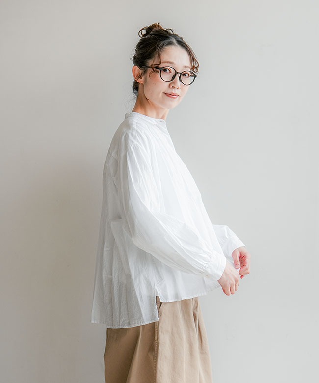 Midi Umi(ミディウミ)gathered wide shirt ギャザーワイドシャツ 