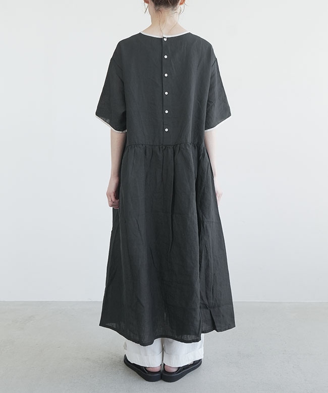 01DUP15241]blue willow(ブルーウィロー) リネン平織りギャザー