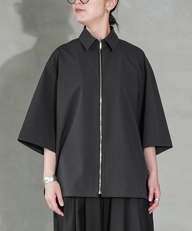 MIDIUMISOLID / ミディウミソリッド MIDIUMISOLID for Ladies ハーフスリーブワイドシャツ MARcourt｜MIDIUMISOLID for Ladies ハーフスリーブワイドシャツ