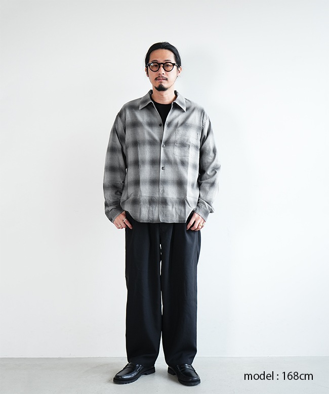gold(ゴールド) COTTON × SILK NEL CHECK OPEN SHIRT コットン×シルク