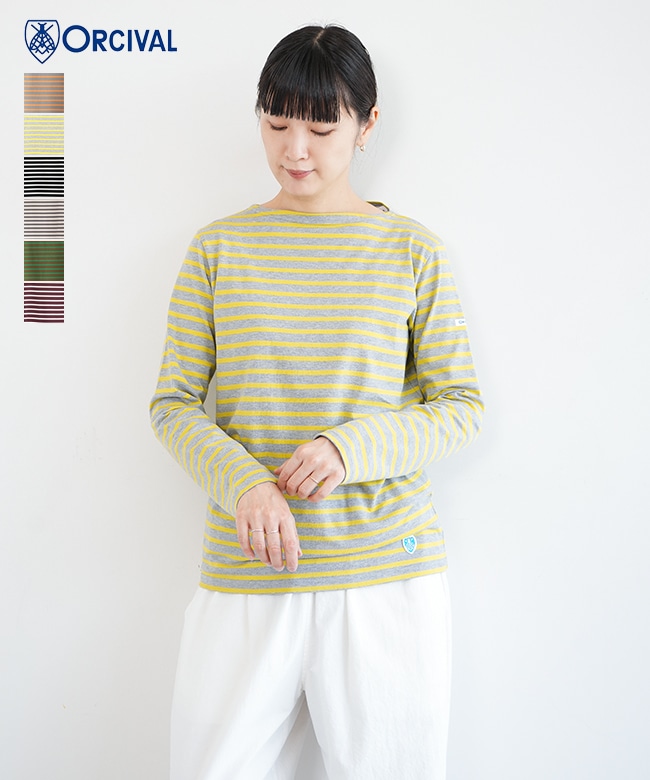 ORCIVAL 長袖カットソー オリーブグリーン×白 ナバル オーバーサイズ ORCIVAL 長袖カットソー オリーブグリーン×白 ナバル オーバーサイズ