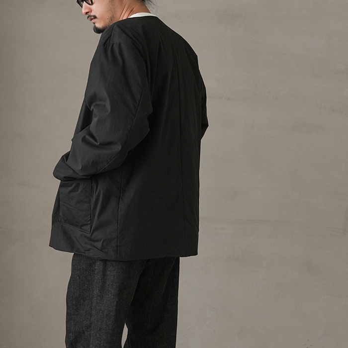【美品】RINEN　ネイビー　リネンジャケット フレンチ麻ストレッチ・テーラードジャケット/40代50代からの