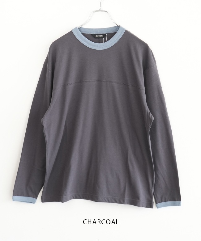 キリンの首Lチャコール 253-91105]EVCON(エビコン) ECO RINGER L/S T-SHIRT エコリンガー