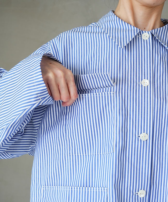 1-230151]mizuiro ind(ミズイロインド) stripe coverall ストライプ