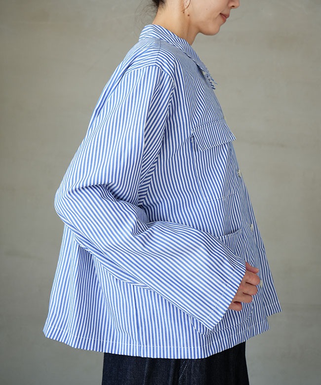 1-230151]mizuiro ind(ミズイロインド) stripe coverall ストライプ