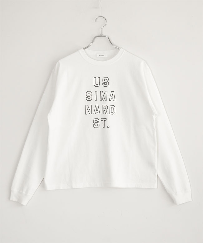SOLAMONAT ロゴプリント クロップド丈 長袖カットソー ホワイト ◇SOLAMONAT(ソラモナ) ハロ加工プリントロングTシャツ 【US SIMA
