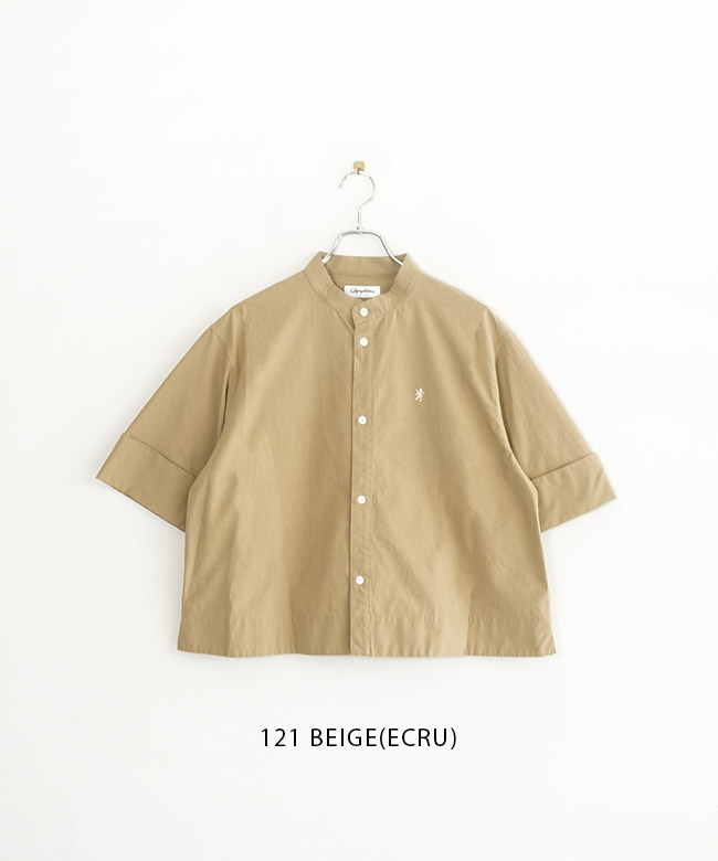 Gymphlex スタンドカラー半袖ブラウス　グレー Gymphlex | スタンドカラー 半袖シャツ WOMEN（シャツ/ブラウス