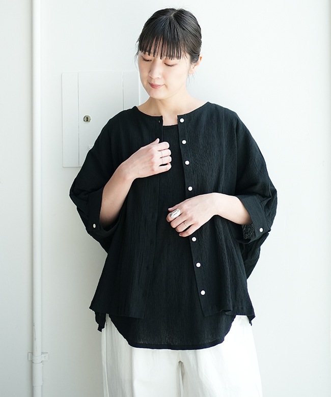 SALE 50%OFF】ina(イナ) 袖カフス前開きブラウス クレープロッキーパル