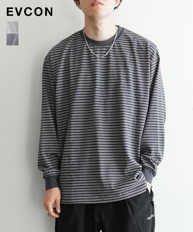 251-91110]EVCON(エビコン) BORDER WIDE L/S TEE ボーダーワイド