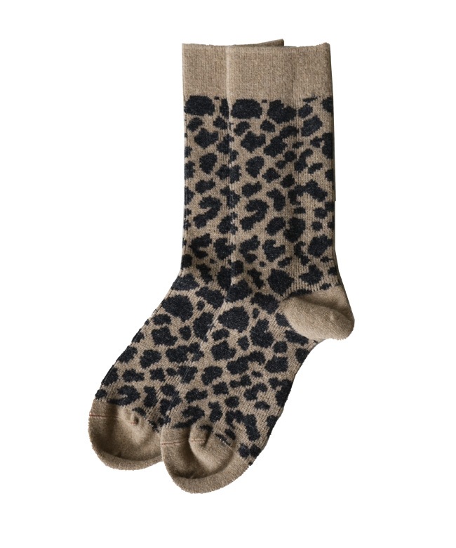 R1627]ROTOTO(ロトト) レオパードパターン メリノソックス